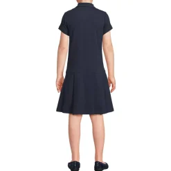 School Uniform Girls Short Sleeve Mesh Pleated Polo Dress
