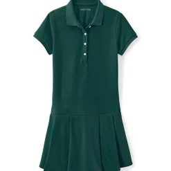 School Uniform Girls Short Sleeve Mesh Pleated Polo Dress