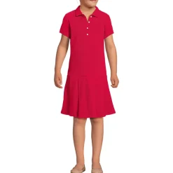 School Uniform Girls Short Sleeve Mesh Pleated Polo Dress