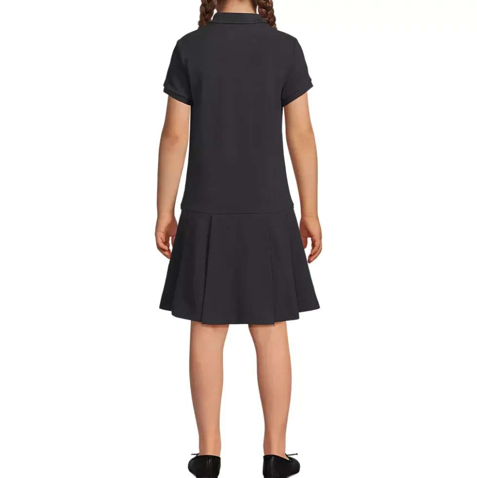 School Uniform Girls Short Sleeve Mesh Pleated Polo Dress