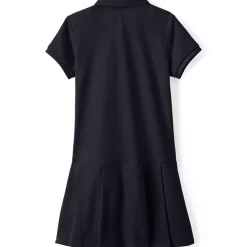 School Uniform Girls Short Sleeve Mesh Pleated Polo Dress