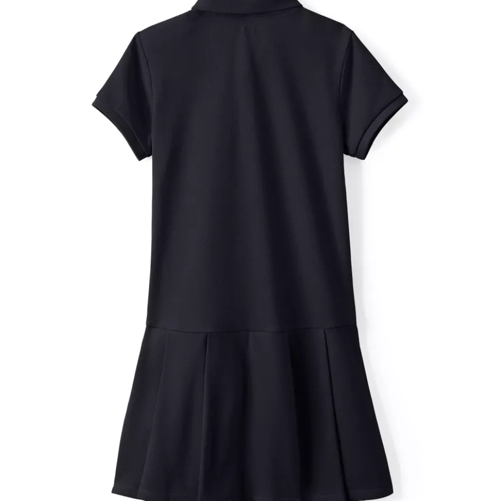 School Uniform Girls Short Sleeve Mesh Pleated Polo Dress