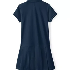 School Uniform Girls Short Sleeve Mesh Pleated Polo Dress