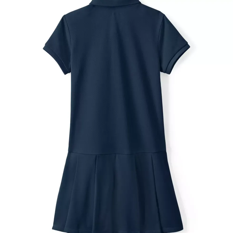 School Uniform Girls Short Sleeve Mesh Pleated Polo Dress
