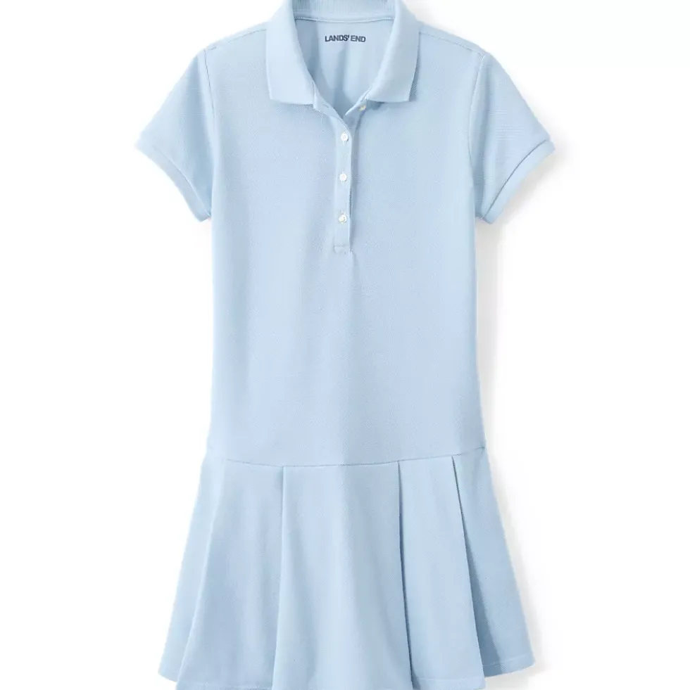 School Uniform Girls Short Sleeve Mesh Pleated Polo Dress