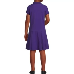 School Uniform Girls Short Sleeve Mesh Pleated Polo Dress