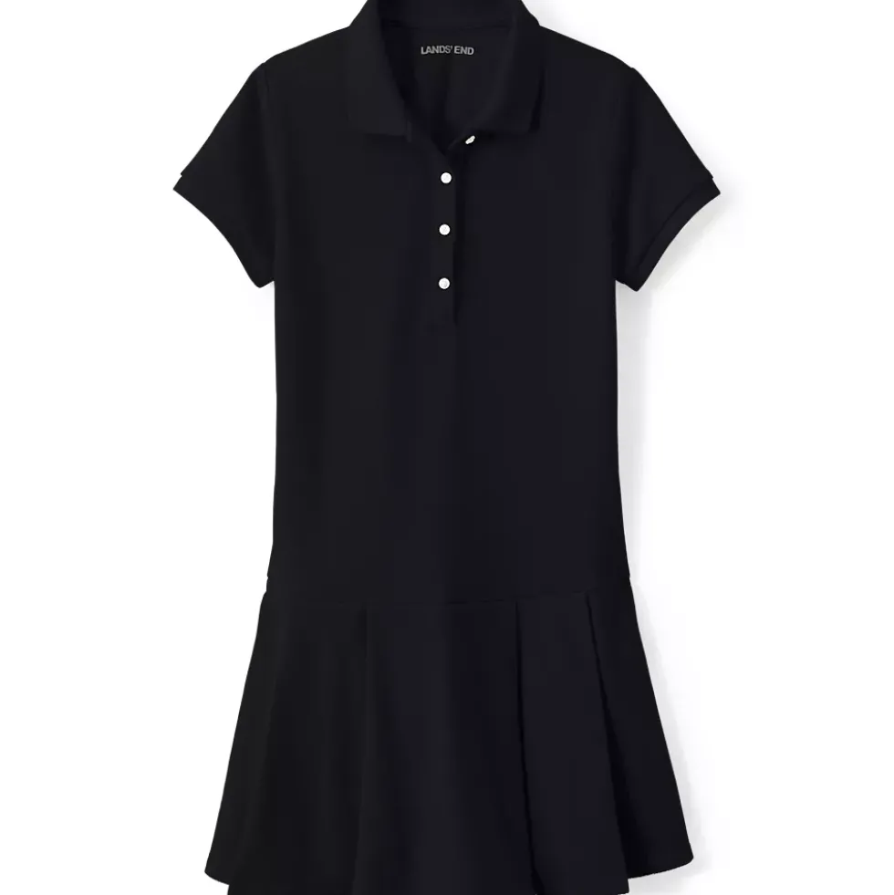 School Uniform Girls Short Sleeve Mesh Pleated Polo Dress