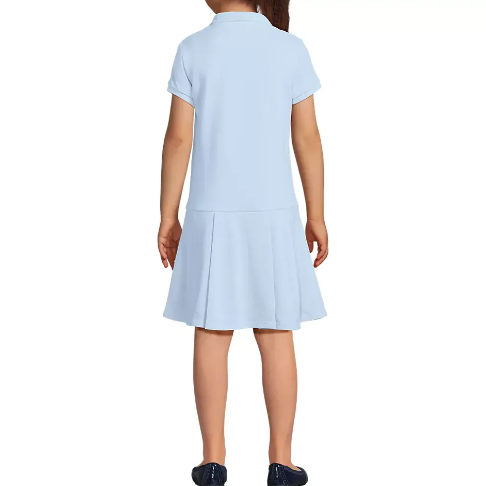School Uniform Girls Short Sleeve Mesh Pleated Polo Dress