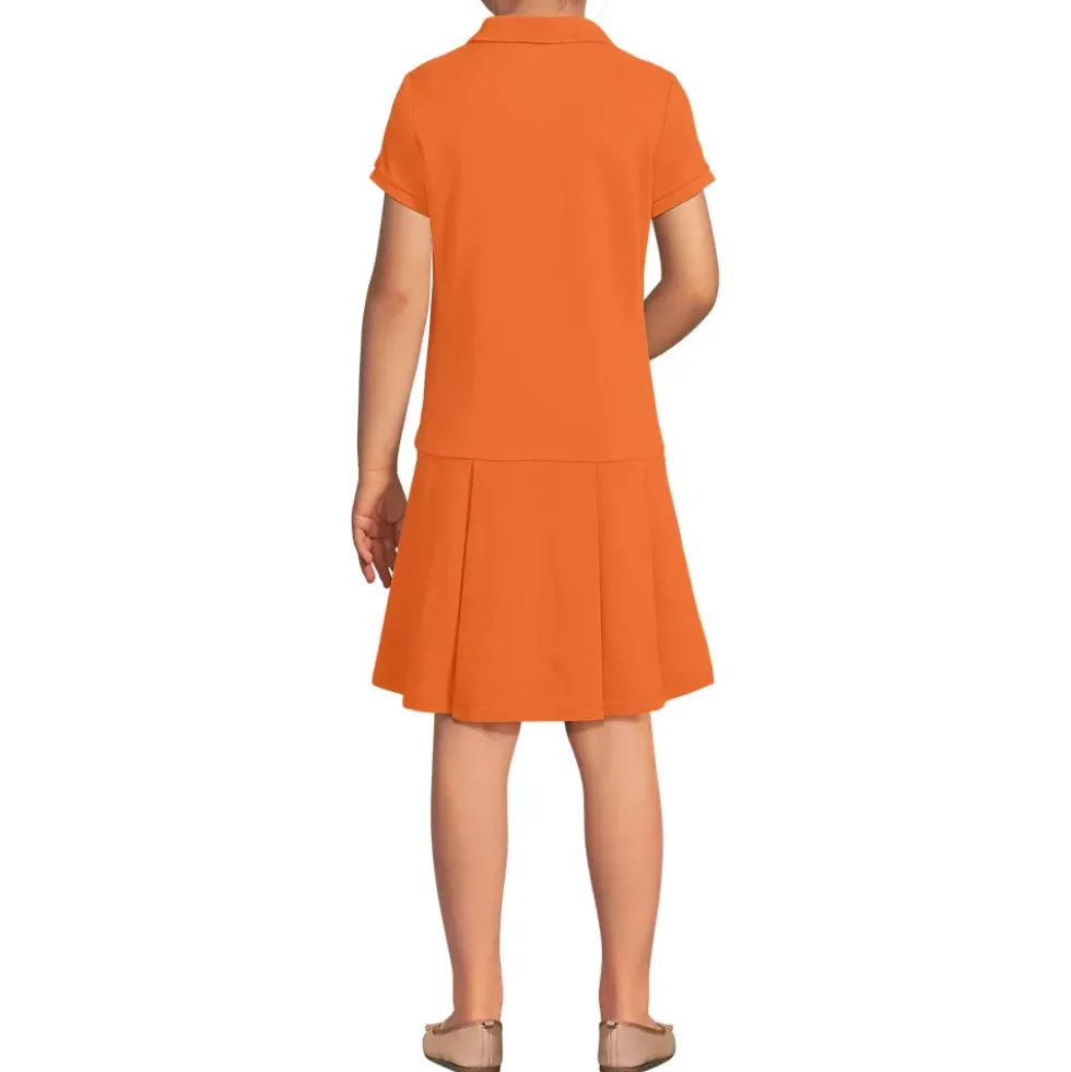 School Uniform Girls Short Sleeve Mesh Pleated Polo Dress