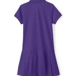 School Uniform Girls Short Sleeve Mesh Pleated Polo Dress