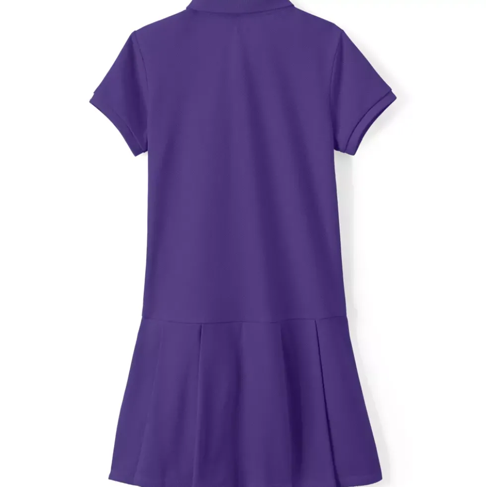 School Uniform Girls Short Sleeve Mesh Pleated Polo Dress