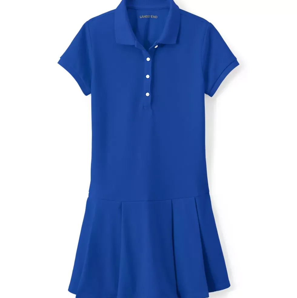 School Uniform Girls Short Sleeve Mesh Pleated Polo Dress