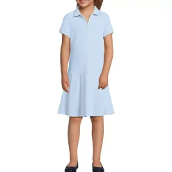 School Uniform Girls Short Sleeve Mesh Pleated Polo Dress