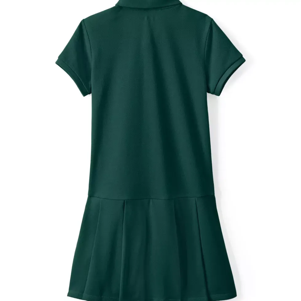 School Uniform Girls Short Sleeve Mesh Pleated Polo Dress