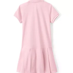 School Uniform Girls Short Sleeve Mesh Pleated Polo Dress