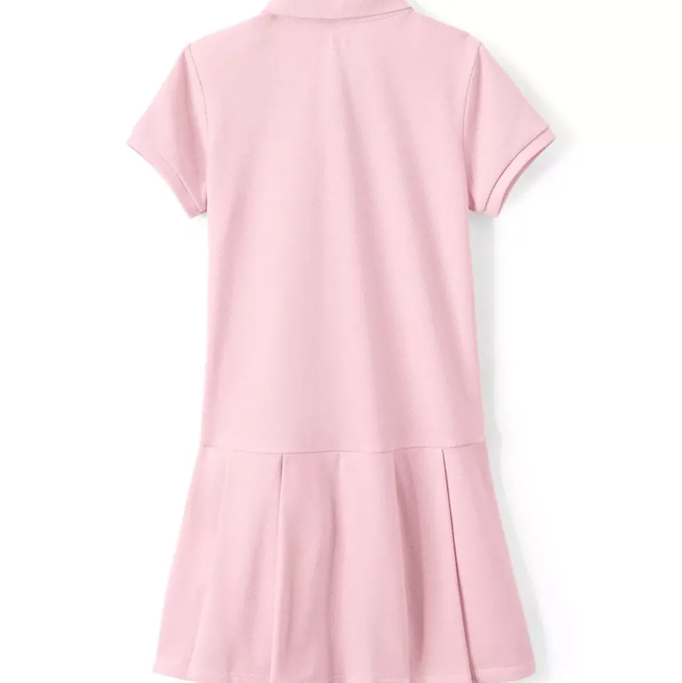 School Uniform Girls Short Sleeve Mesh Pleated Polo Dress