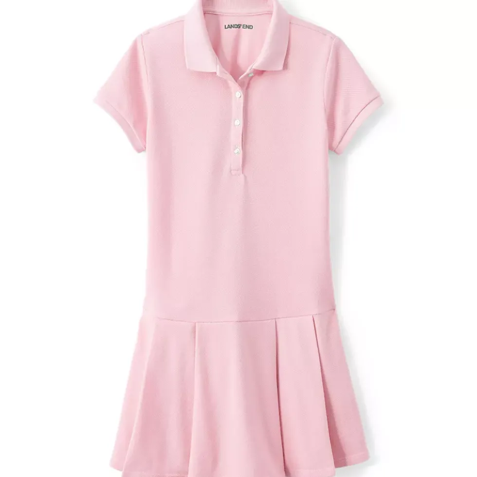 School Uniform Girls Short Sleeve Mesh Pleated Polo Dress