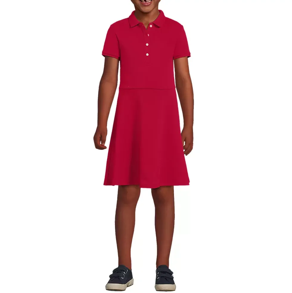 School Uniform Girls Short Sleeve Interlock Polo Dress