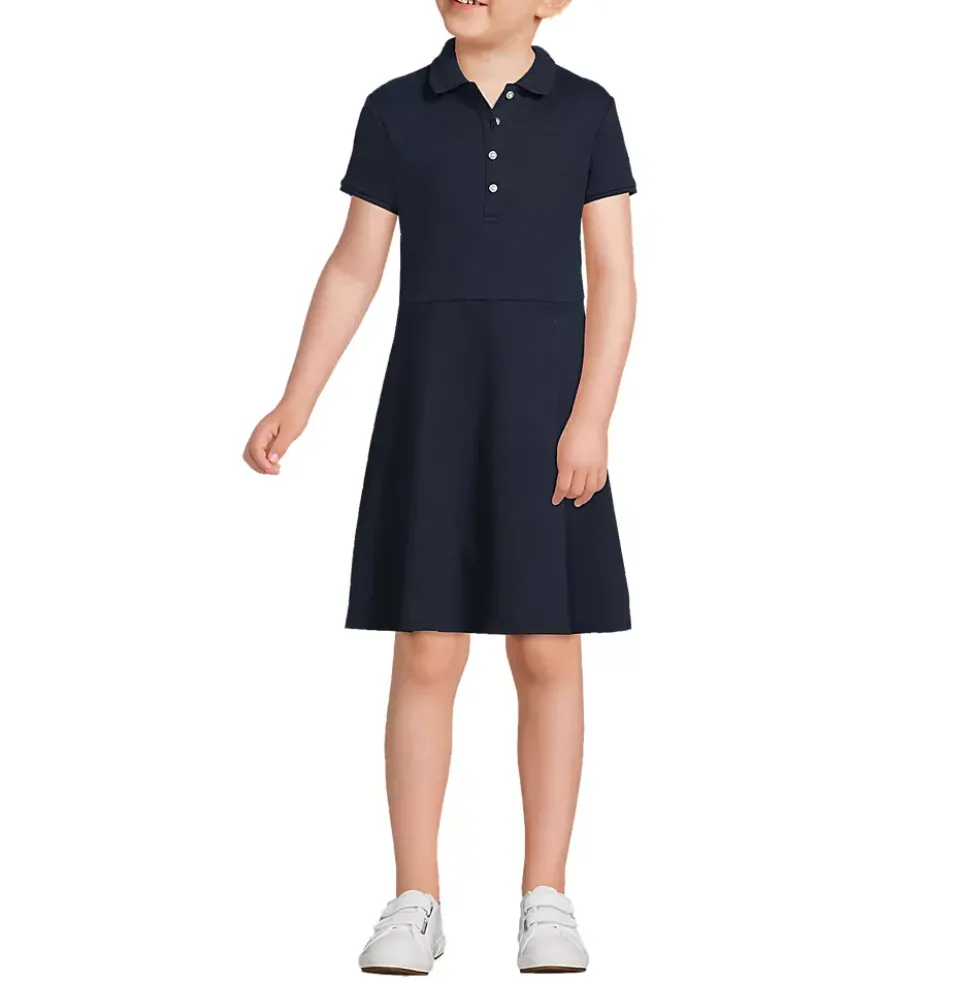 School Uniform Girls Short Sleeve Interlock Polo Dress