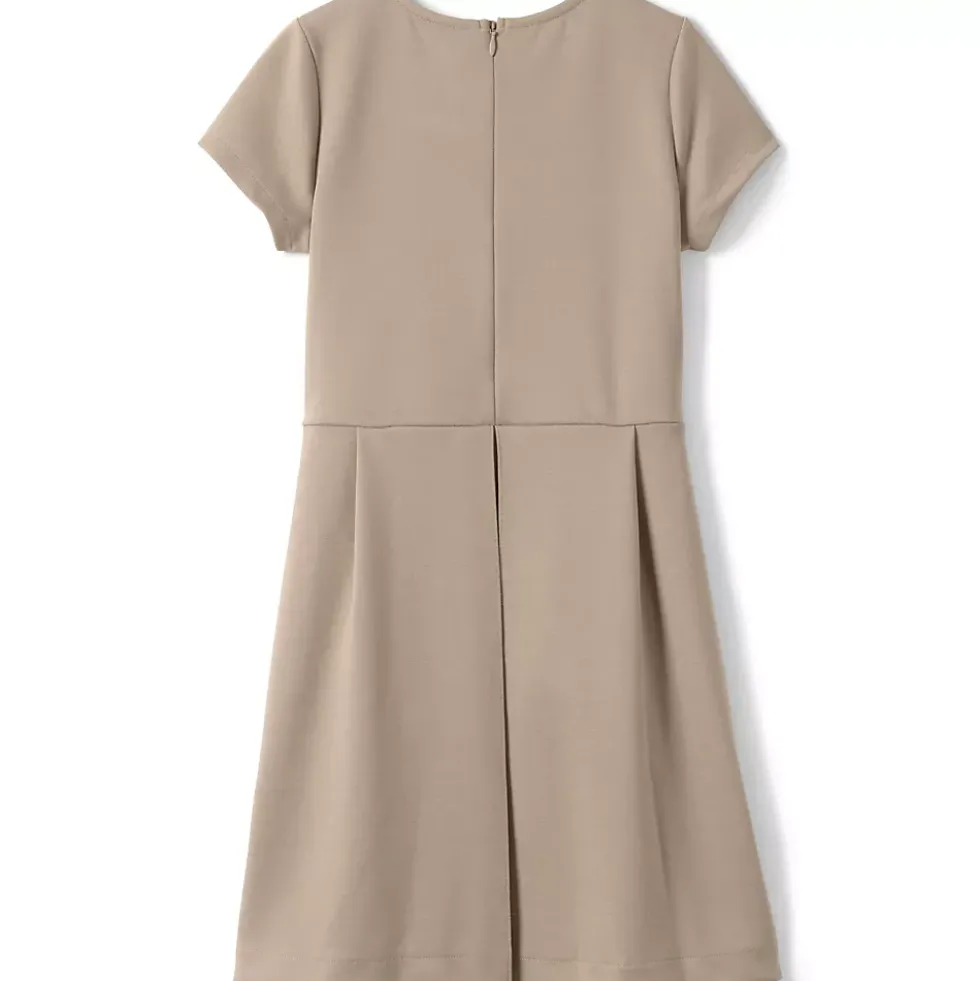 School Uniform Girls Short Sleeve Ponte Dress Top of Knee