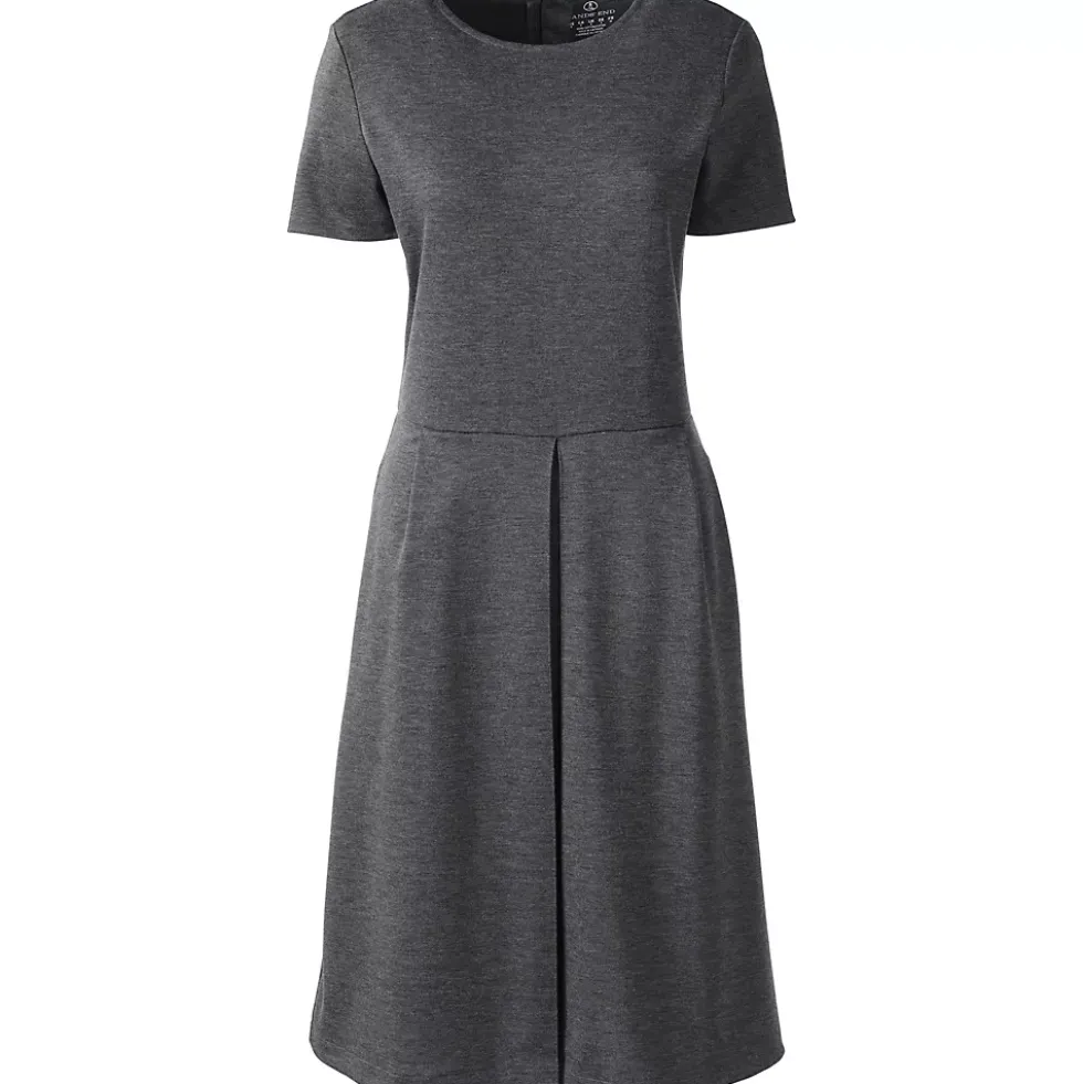School Uniform Girls Short Sleeve Ponte Dress Top of Knee