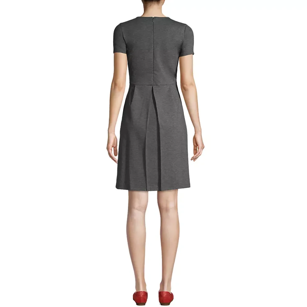 School Uniform Girls Short Sleeve Ponte Dress Top of Knee
