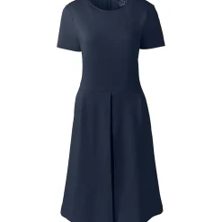 School Uniform Girls Short Sleeve Ponte Dress Top of Knee
