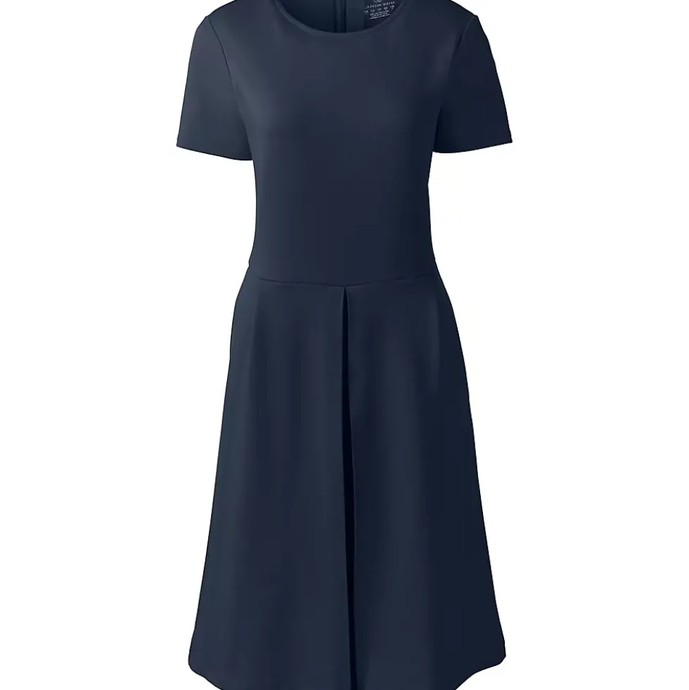 School Uniform Girls Short Sleeve Ponte Dress Top of Knee