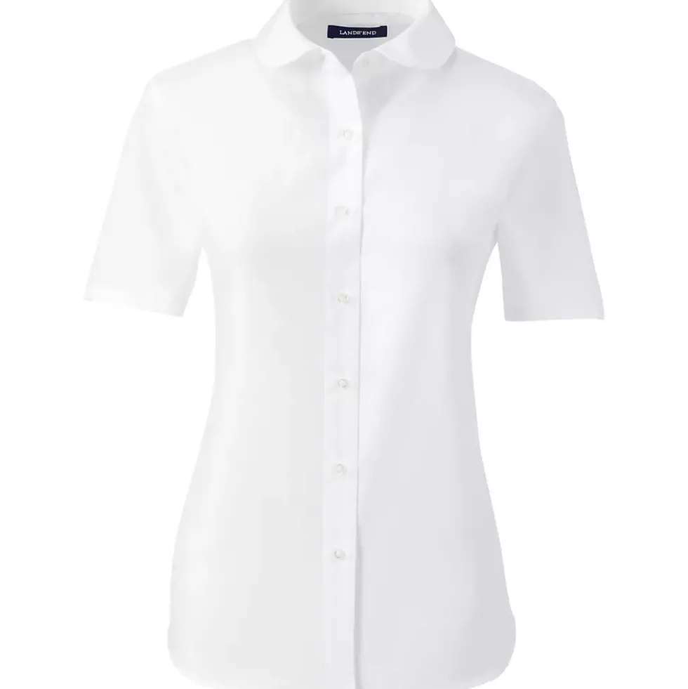 School Uniform Girls Short Sleeve Peter Pan Collar Broadcloth Shirt