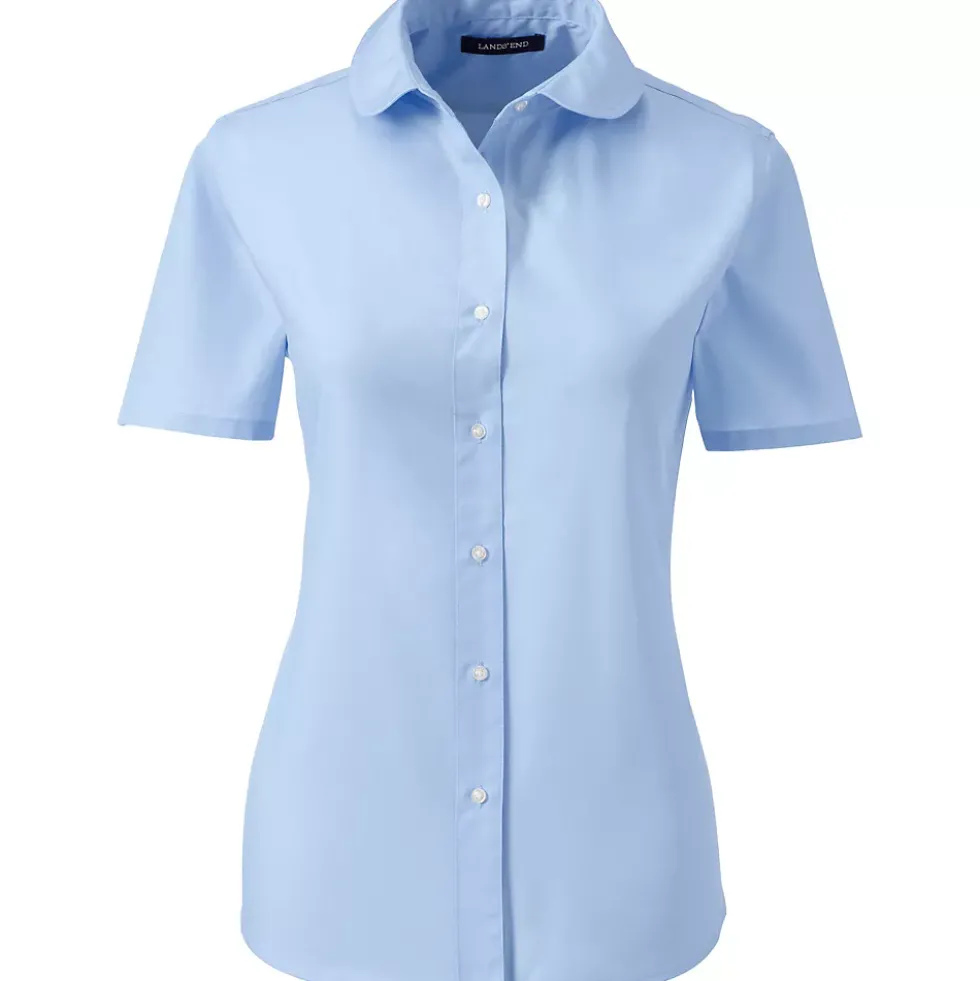 School Uniform Girls Short Sleeve Peter Pan Collar Broadcloth Shirt