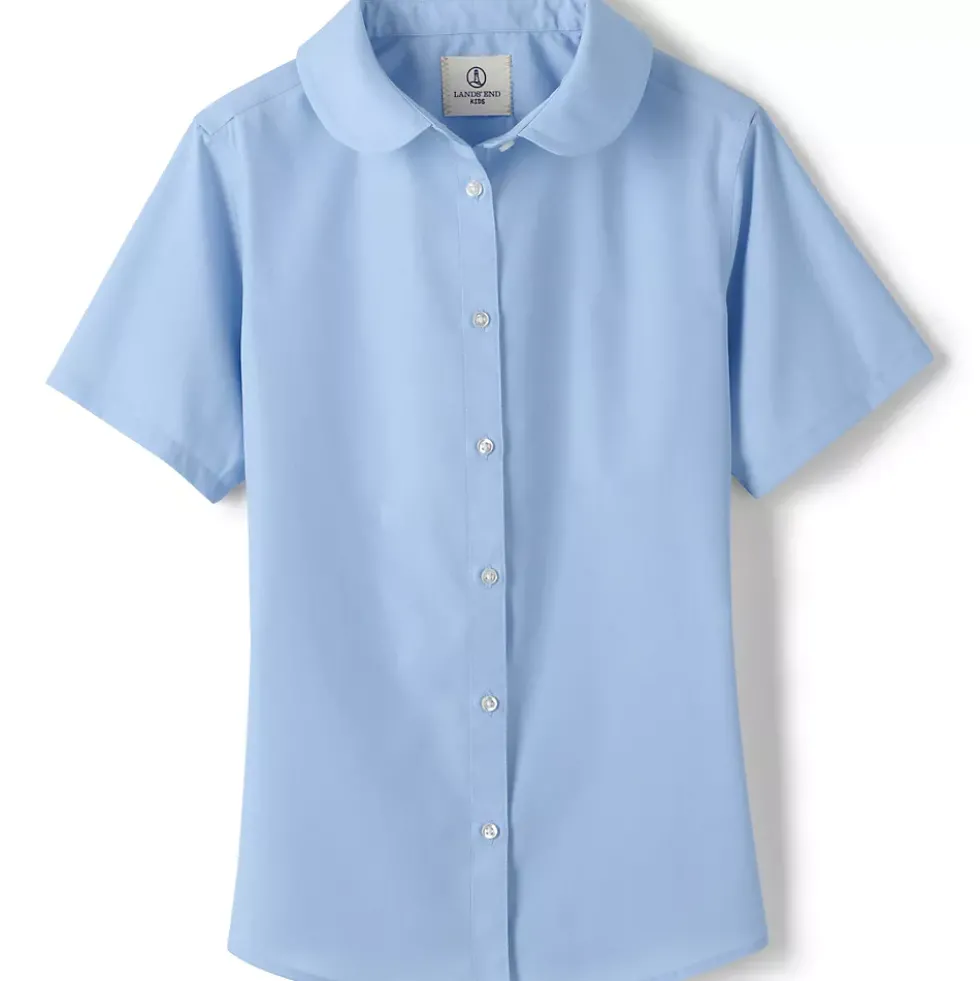 School Uniform Girls Short Sleeve Peter Pan Collar Broadcloth Shirt