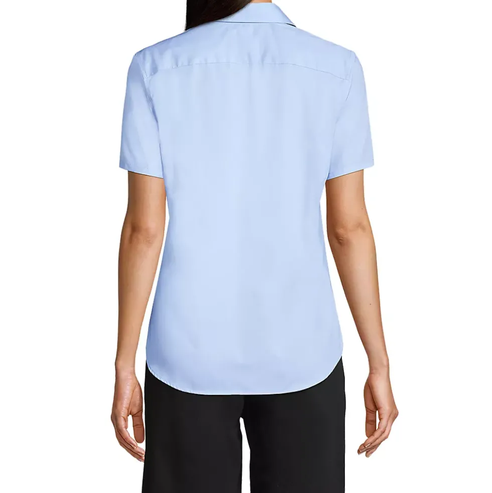 School Uniform Girls Short Sleeve Peter Pan Collar Broadcloth Shirt
