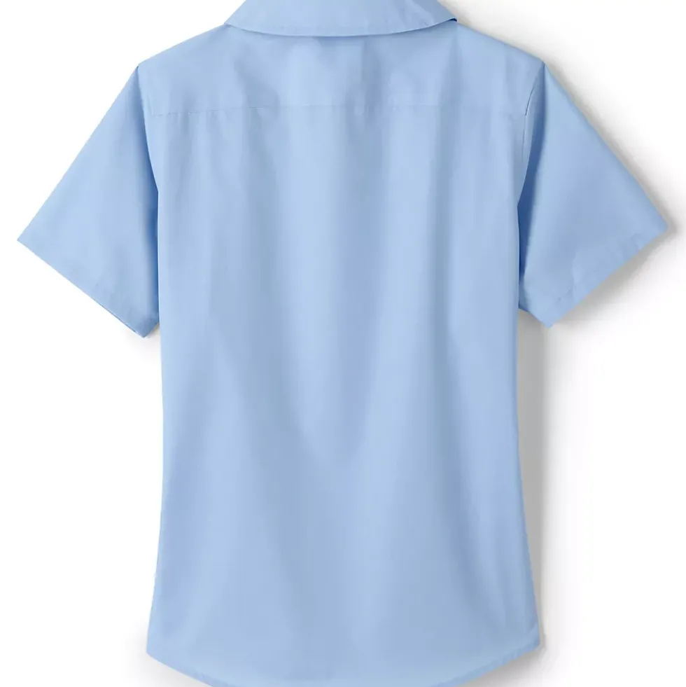 School Uniform Girls Short Sleeve Peter Pan Collar Broadcloth Shirt
