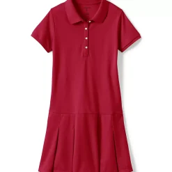 School Uniform Girls Short Sleeve Mesh Polo Dress at the Knee