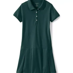 School Uniform Girls Short Sleeve Mesh Polo Dress at the Knee