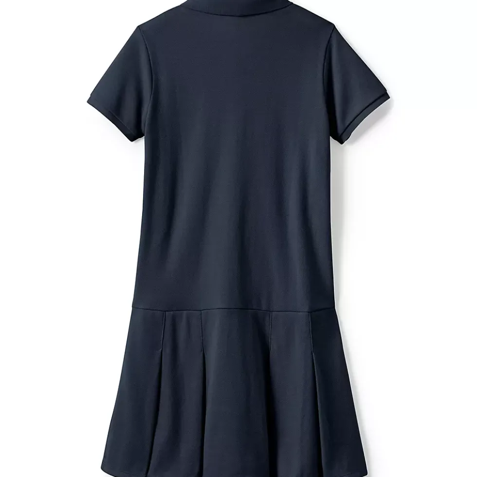 School Uniform Girls Short Sleeve Mesh Polo Dress at the Knee