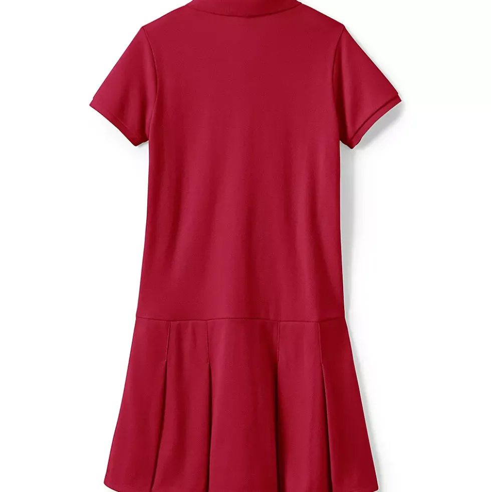 School Uniform Girls Short Sleeve Mesh Polo Dress at the Knee