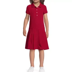 School Uniform Girls Short Sleeve Mesh Polo Dress at the Knee