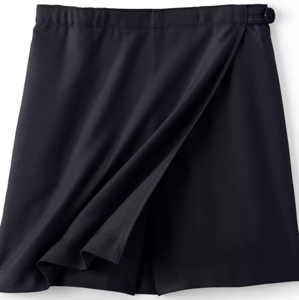 School Uniform Girls Solid A Line Tab Skort Top of Knee