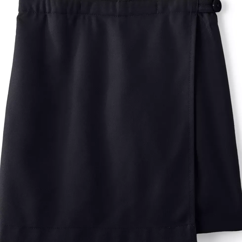 School Uniform Girls Solid A Line Tab Skort Top of Knee