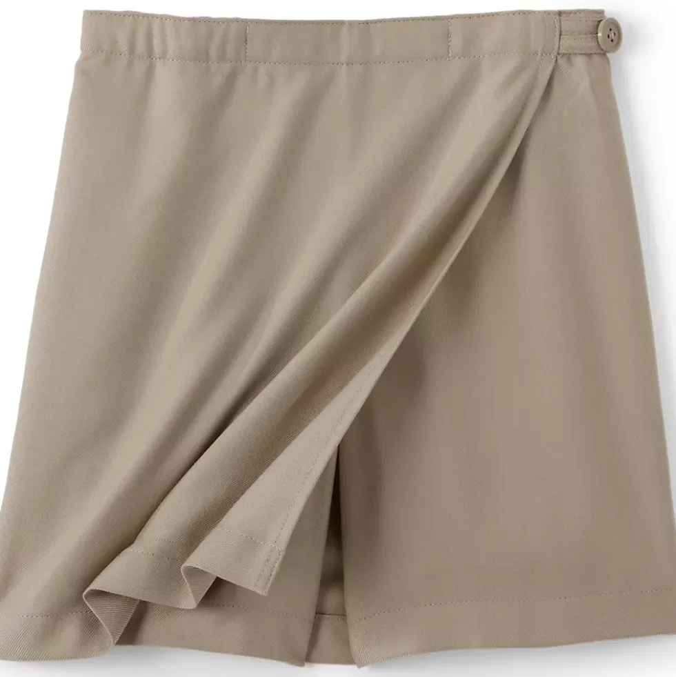 School Uniform Girls Solid A Line Tab Skort Top of Knee