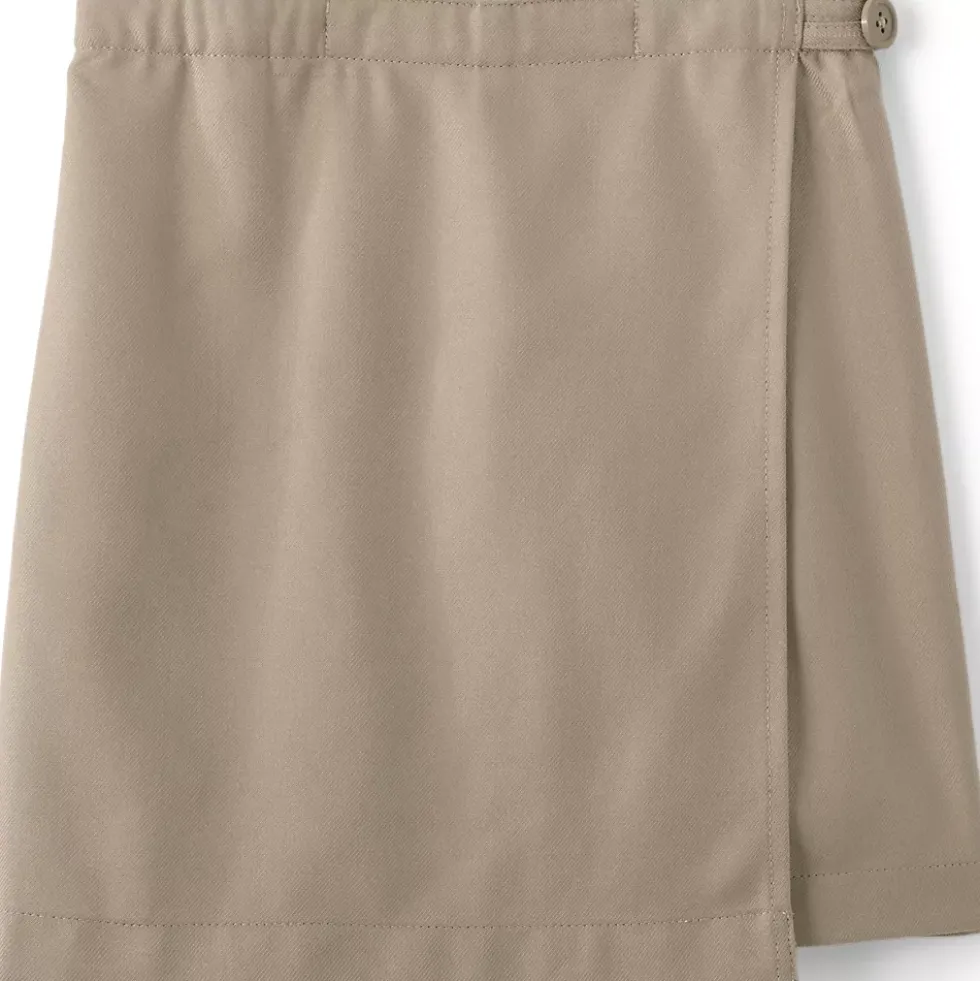 School Uniform Girls Solid A Line Tab Skort Top of Knee