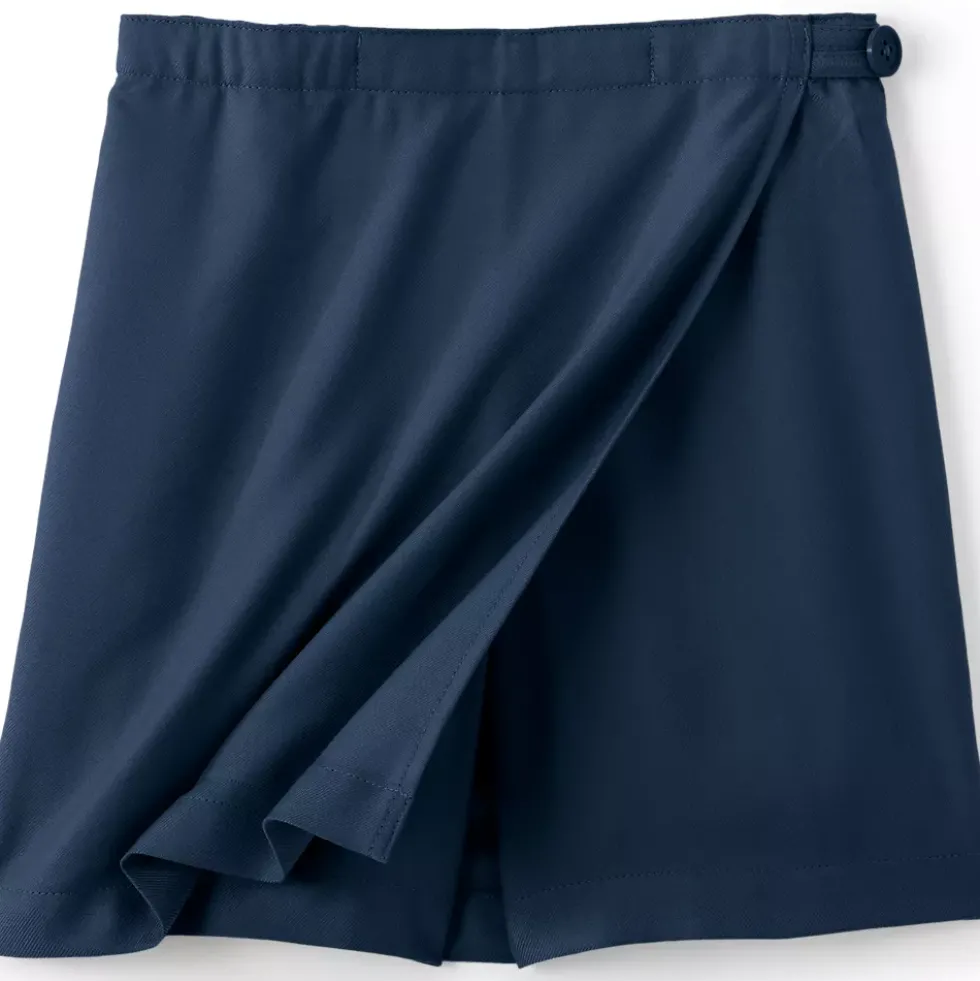 School Uniform Girls Solid A Line Tab Skort Top of Knee