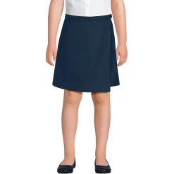 School Uniform Girls Solid A Line Tab Skort Top of Knee