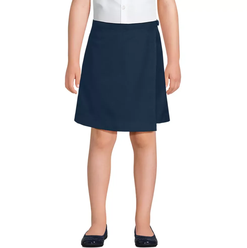 School Uniform Girls Solid A Line Tab Skort Top of Knee