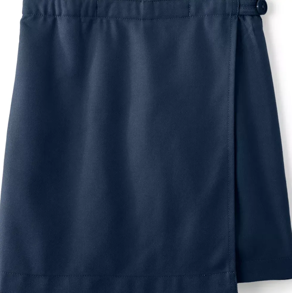 School Uniform Girls Solid A Line Tab Skort Top of Knee