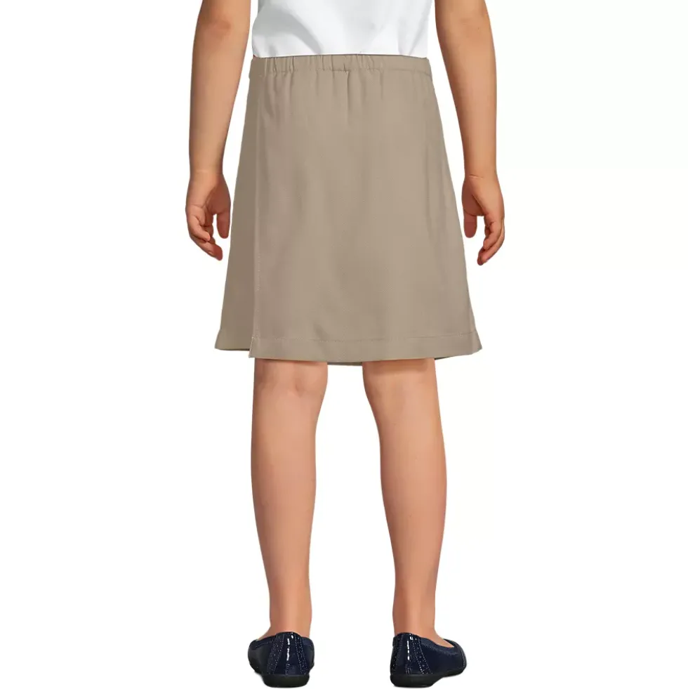 School Uniform Girls Solid A Line Tab Skort Top of Knee
