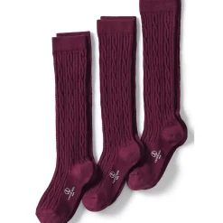 School Uniform Girls Solid Cable Knee Socks (3-pack)