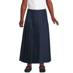 School Uniform Girls Solid Pleated Skirt Ankle Length
