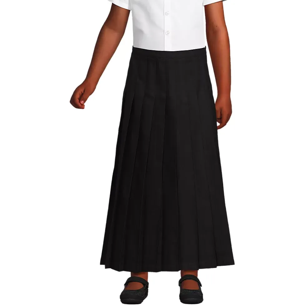 School Uniform Girls Solid Pleated Skirt Ankle Length